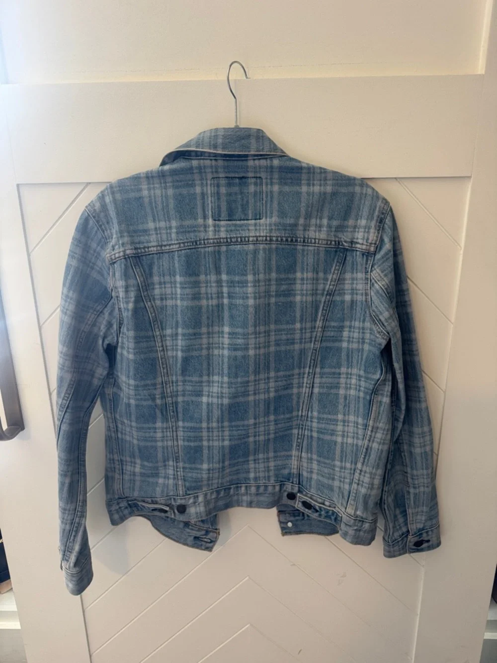 Levi's Light Blue Plaid Denim Jacket - Picture 3 of 7